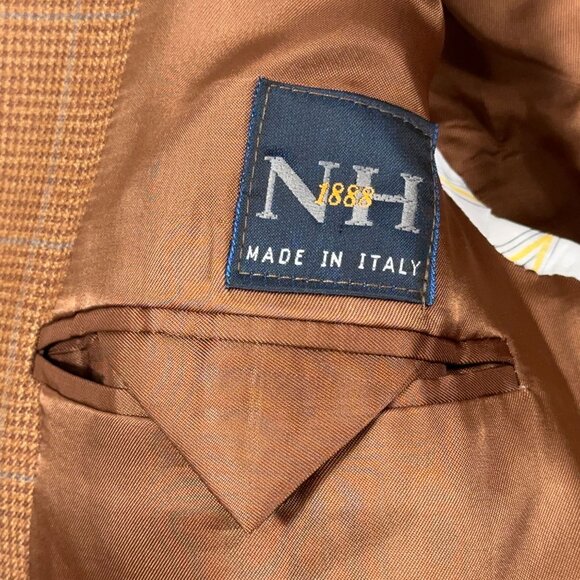 NH 1888 Italy Houndstooth Check 100% Wool Blazer 3 Button Men's Size 41R - Picture 10 of 12
